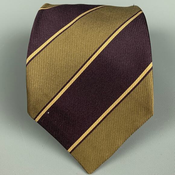 VINTAGE Purple Taupe Diagonal Stripe Tie - Picture 1 of 4